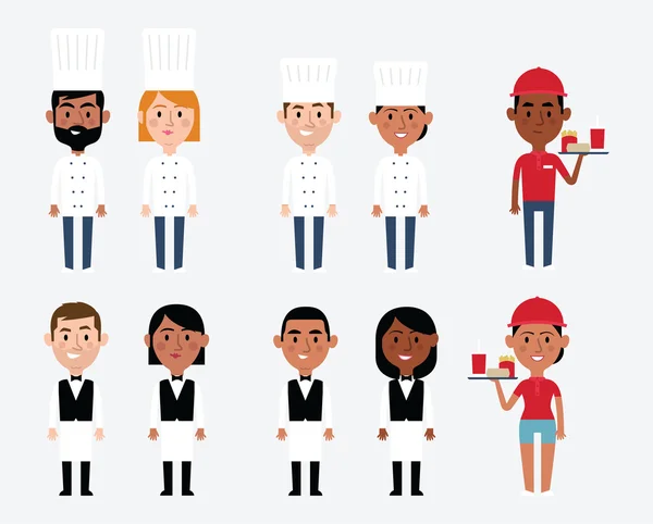 Characters Depicting Catering Occupations — Stock Vector