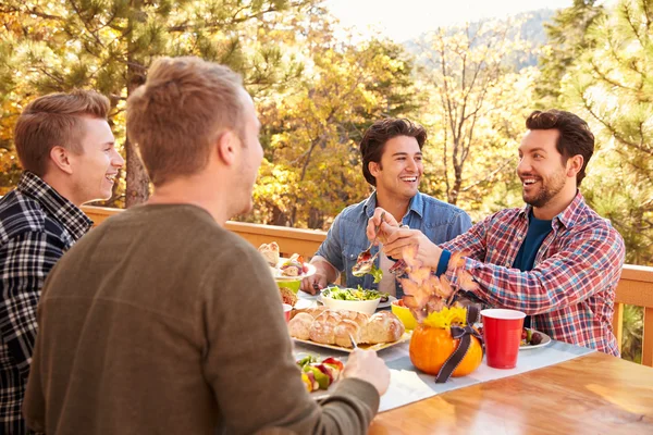 Gruppo di amici maschi godendo pasto — Foto Stock