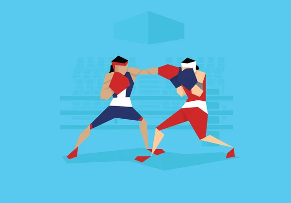 Zwei Boxerinnen treten gegeneinander an — Stockvektor