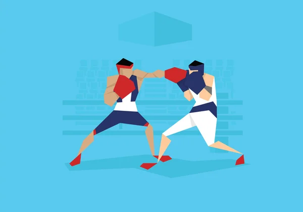 Two Male Boxers Competing In Event — Stock Vector
