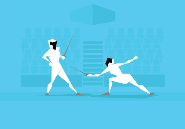 在事件中竞争的两个女击剑 — 图库矢量图片