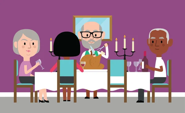 Senior Friends Having Dinner Party At Home — Vector de stoc