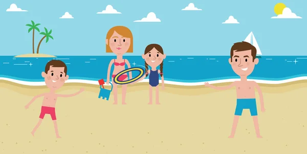 Rodzina spożywająca wakacje na plaży — Wektor stockowy