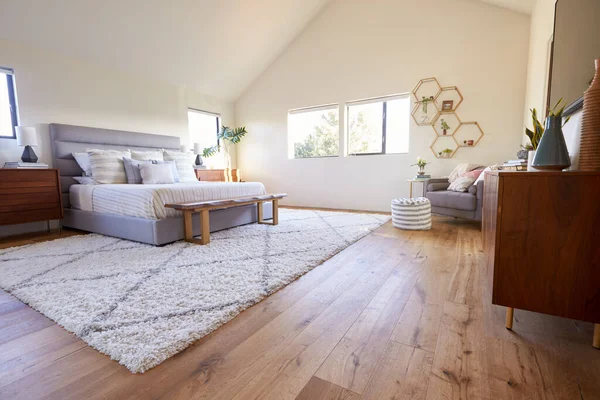 Vue Intérieure Chambre Coucher Moderne Élégante Dans Maison Vide — Photo