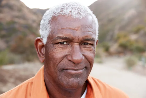 Outdoor Portrait Serious African American Senior Man Mental Health Concerns — Stock Photo, Image