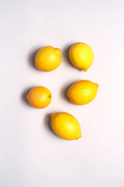 Overhead View Fresh Lemons White Background — Stock Photo, Image