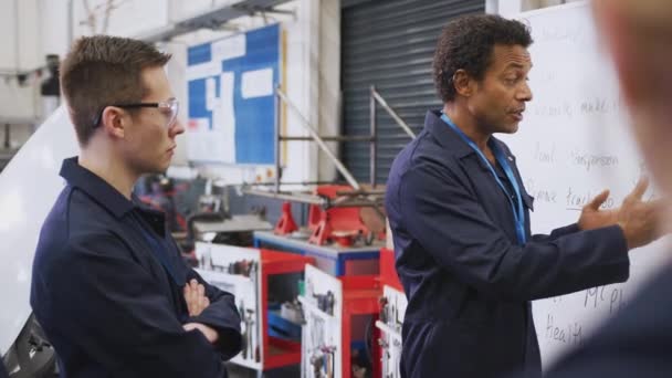 Tuteur Masculin Par Tableau Blanc Avec Des Étudiants Enseignant Apprentissage — Video