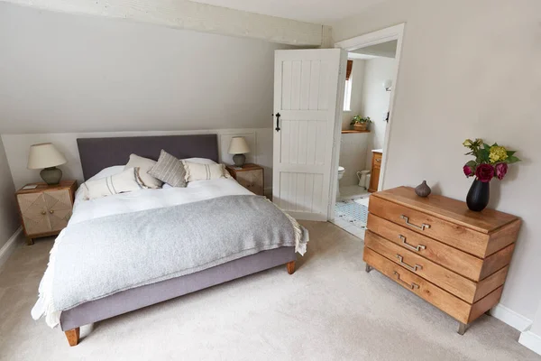 Intérieur Vue Belle Chambre Avec Salle Bains Suite Dans Maison — Photo