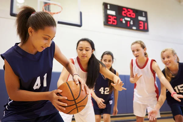 Female Basketball Team Playing Game — Stok fotoğraf