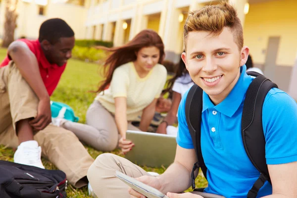 Studentów uczących się na terenie kampusu — Zdjęcie stockowe