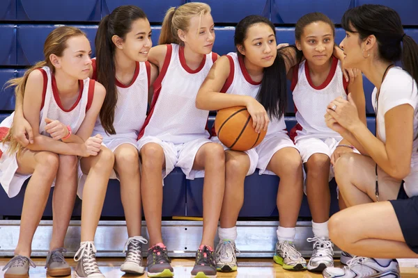 Coach Of Basketball Team Gives Team Talk — Stok fotoğraf