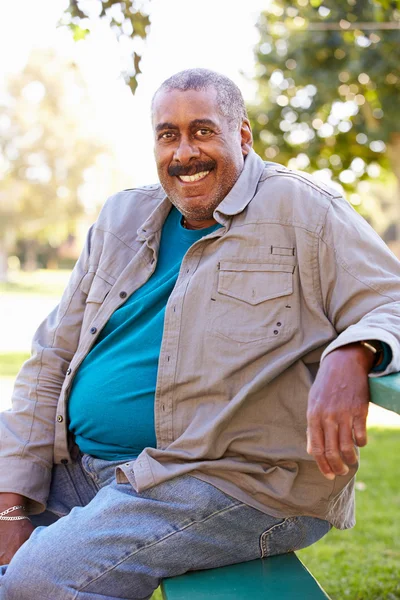 Utomhus porträtt av leende senior mannen — Stockfoto