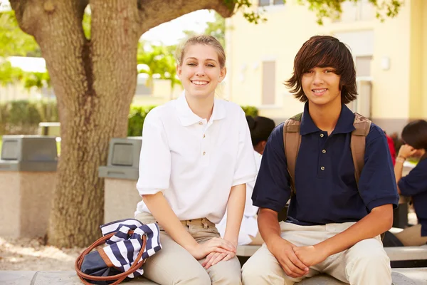 Students Wearing Uniforms On School Campus — Stock Photo, Image