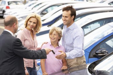 Family buying a  car clipart