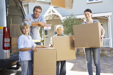 Family moving house clipart