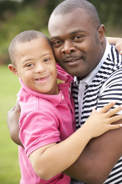 Padre con sindrome di Down figlio — Foto Stock