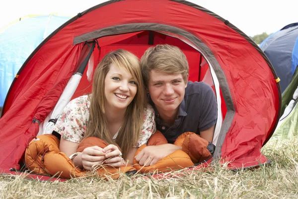 Couple on camping trip Stock Image