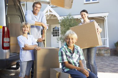 Family moving house clipart