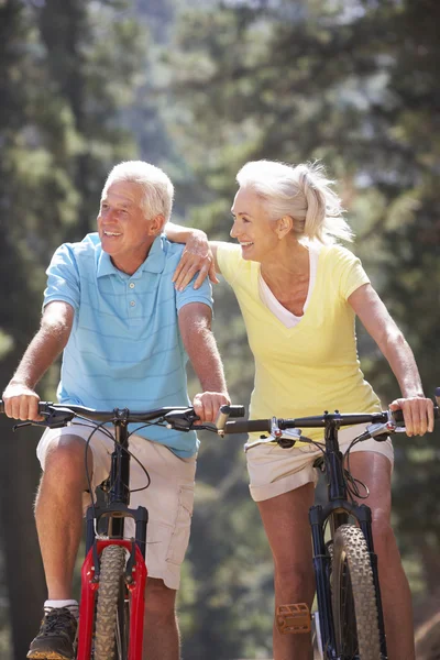 Pareja mayor en paseo en bicicleta —  Fotos de Stock