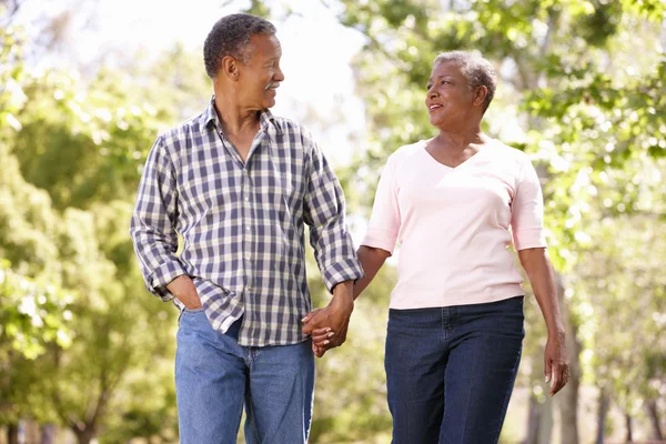 Äldre par promenader — Stockfoto