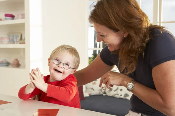 Downs Syndrome boy  therapy — Stock Photo, Image