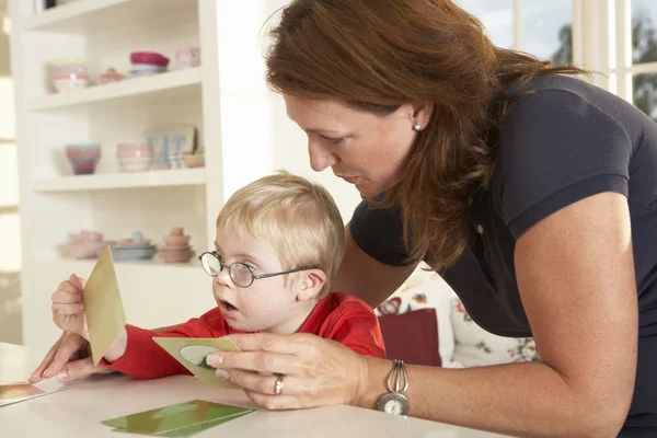 Downs Syndrome boy  therapy — Stock Photo, Image