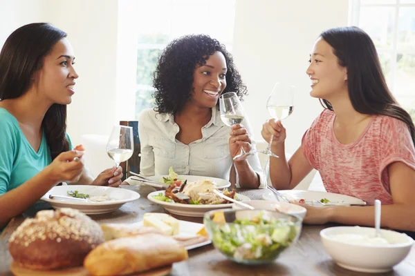 Amici di sesso femminile godendo pasto — Foto Stock