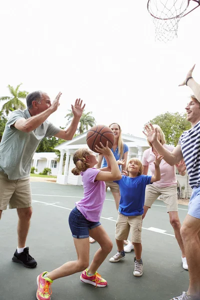 Πολυ γενιάς οικογένεια παίζει μπάσκετ — Φωτογραφία Αρχείου