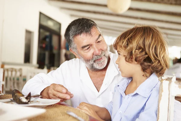 Grandfather And Grandson Enjoying Meal — Stock Photo, Image