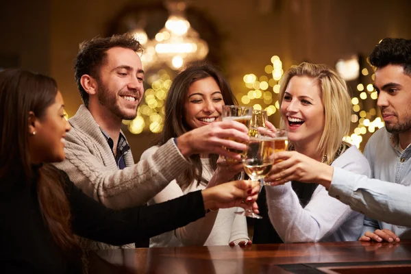 Gruppo di amici che si godono un drink nel bar — Foto Stock