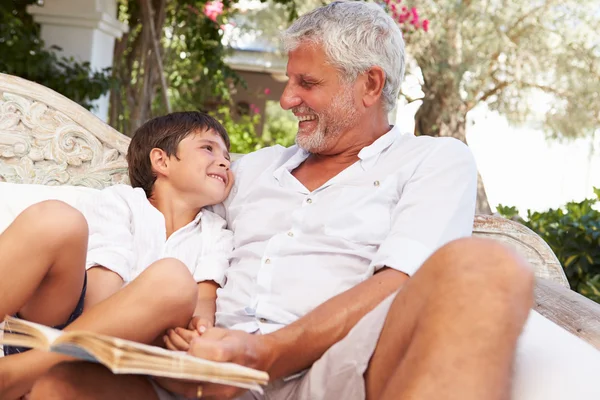 Grandfather At Home With Grandson — Stock Photo, Image