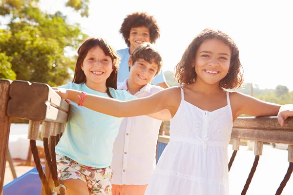 Children On Playground Climbing Frame — Stock Photo, Image