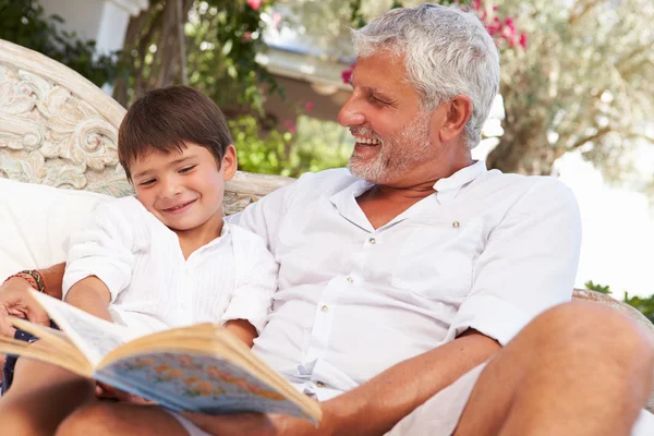 Grandfather At Home With Grandson — Stock Photo, Image