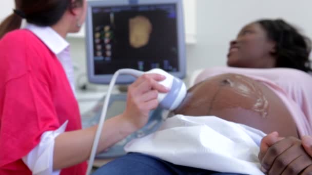 Gravid kvinna med 4d ultraljud Scan — Stockvideo