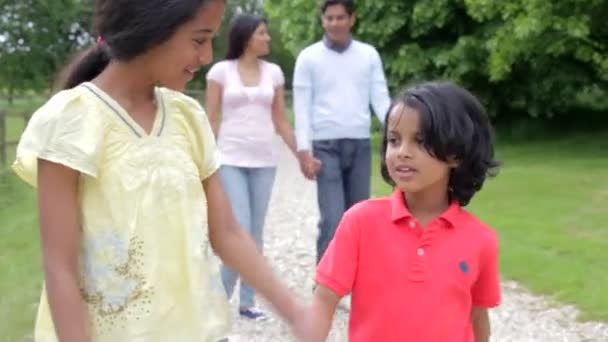 Indian Family Walking In Countryside — Stock Video