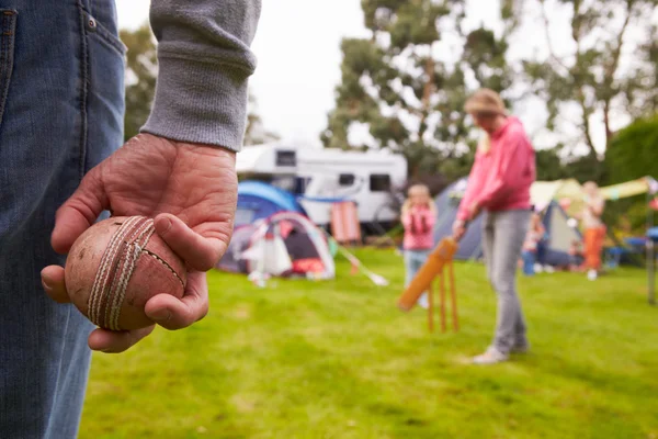 Familie spelen Cricket Match — Stockfoto