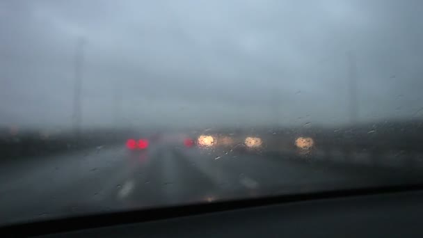 Car Journey Viewed Through Windscreen — Stock Video