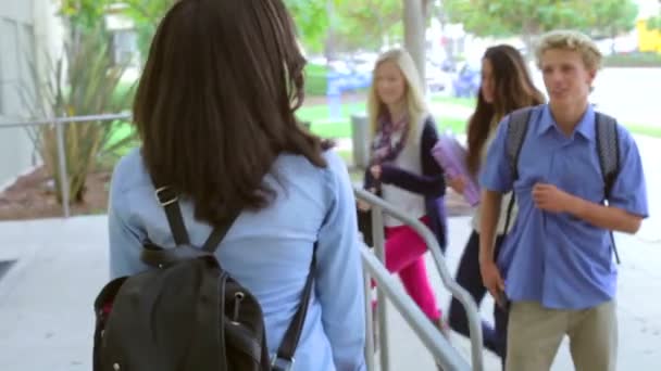 Estudantes em pé fora do edifício — Vídeo de Stock