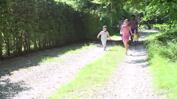 Família Apreciando Caminhada no Campo — Vídeo de Stock