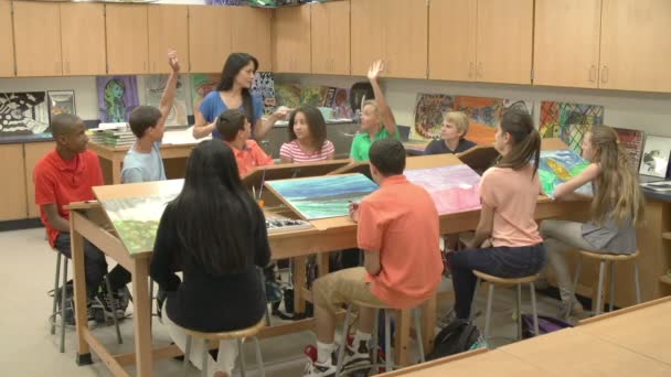 Clase de arte de escuela secundaria — Vídeos de Stock