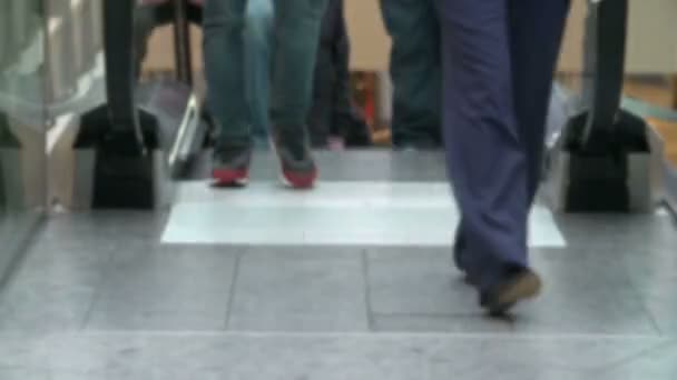 Shopper's Feet On Escalator In Mall — Stock Video