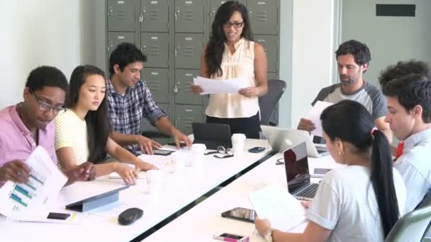 Femme d'affaires Discuter de nouvelles idées avec ses collègues — Video