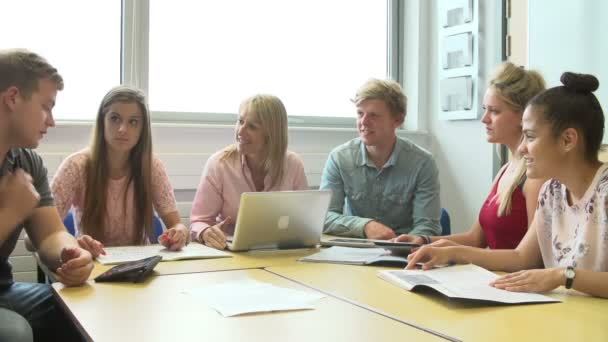 Groep van studenten werken met leraar — Stockvideo