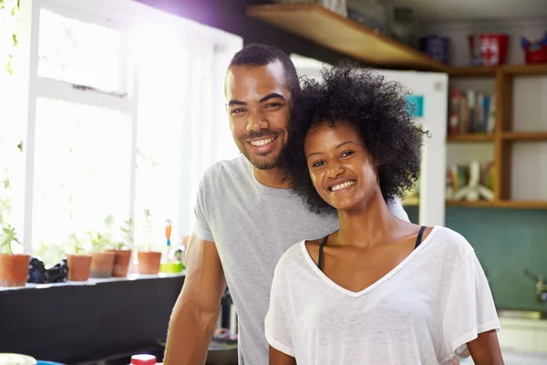 Couple Preparing Breakfast Together — Stock Photo, Image