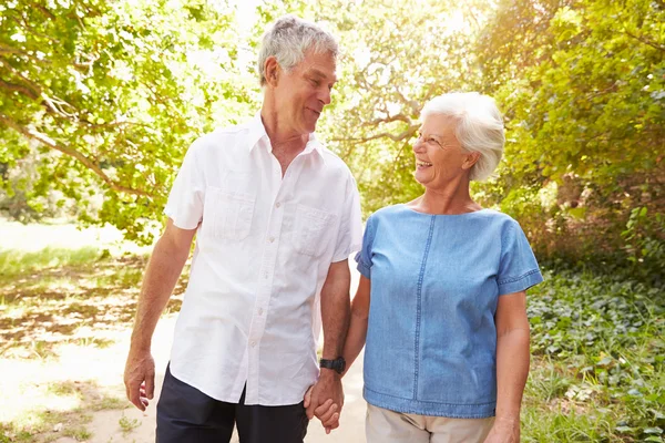 Senior koppel lopen samen — Stockfoto