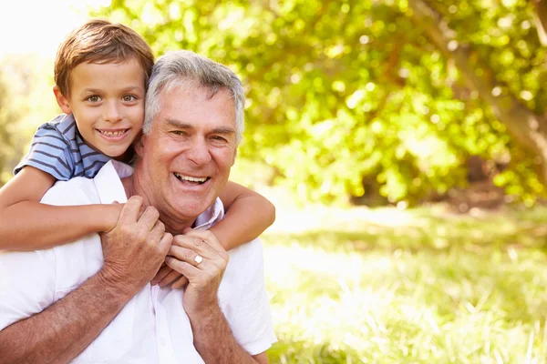 Grootvader met plezier met zijn kleinzoon — Stockfoto