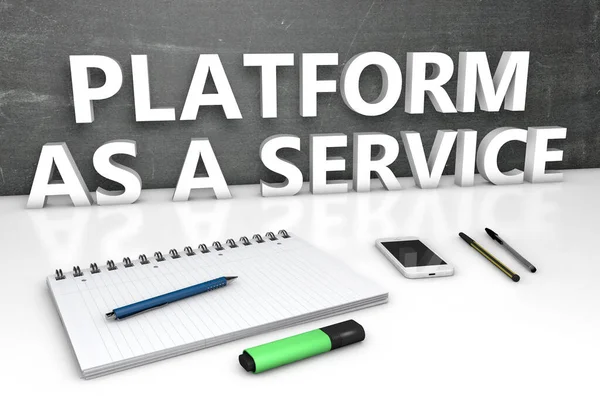 Paas Platform Service Text Concept Chalkboard Notebook Pens Mobile Phone — Stock Photo, Image