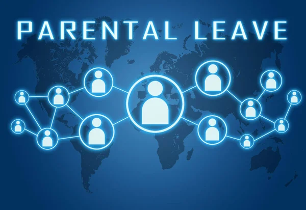 Parental Leave Text Concept Blue Background World Map Social Icons — Stock Photo, Image