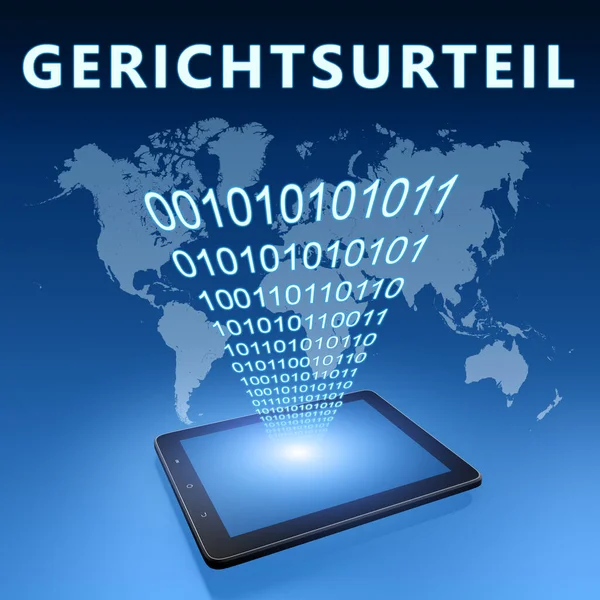 Gerichtsurteil Deutsches Wort Für Gerichtsentscheidung Oder Urteil Textkonzept Mit Tablet — Stockfoto