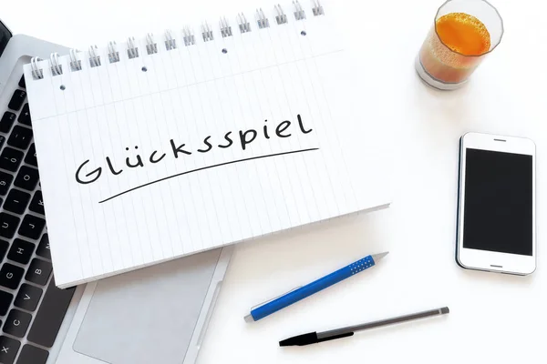 Gluecksspiel Duits Woord Voor Gokken Kansspel Handgeschreven Tekst Een Notitieboekje — Stockfoto